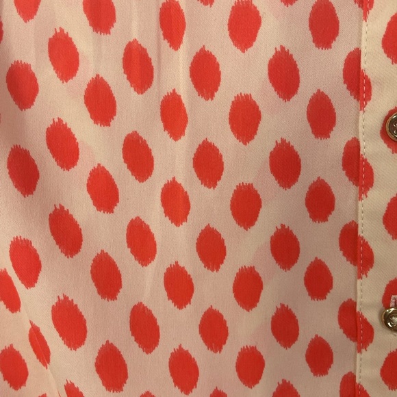 Banana Republic Orange Polka Dot Long Sleeve Button Up Casual Blouse Top XS - Picture 10 of 10